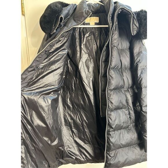 Michael Kors size XS black DOWN coat long puffer with hood and inner bib - Picture 12 of 12